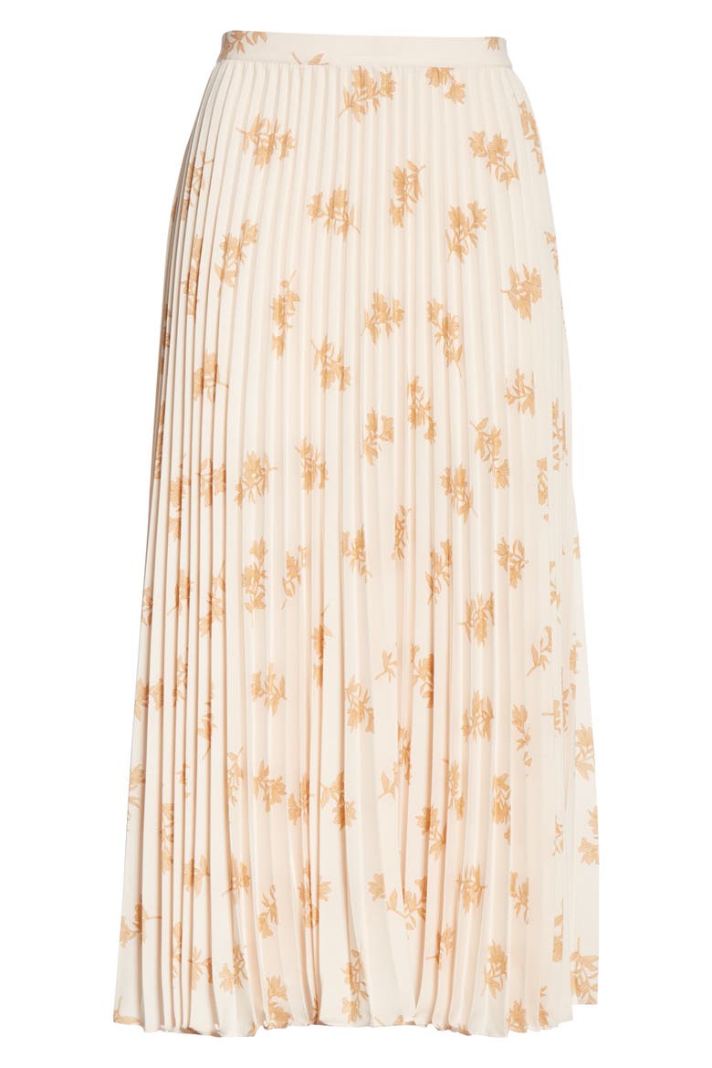 Adeena Floral Pleated Midi Skirt, Alternate, color, FRAPPE