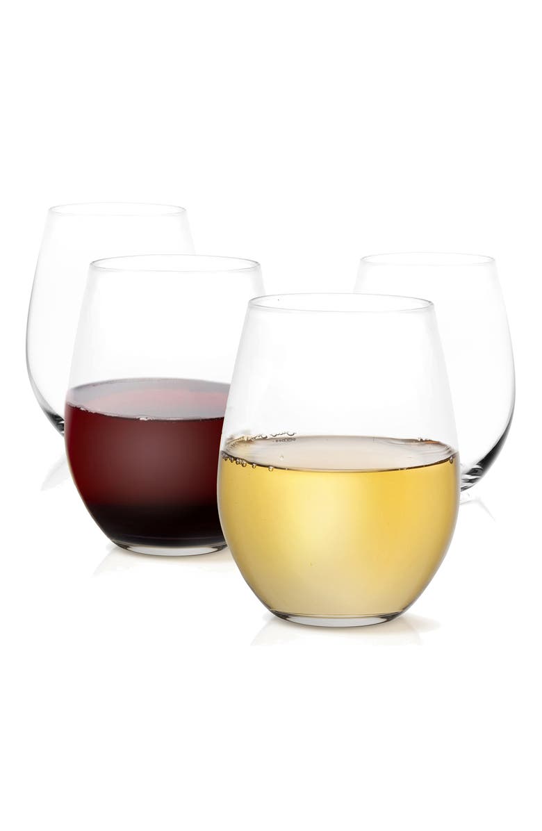 JoyJolt Spirits Set of 4 Stemless Wine Glasses, Alternate, color, Clear