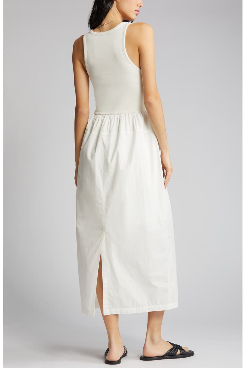 Mixed Media Sleeveless Midi Dress, Alternate, color, IVORY EGRET