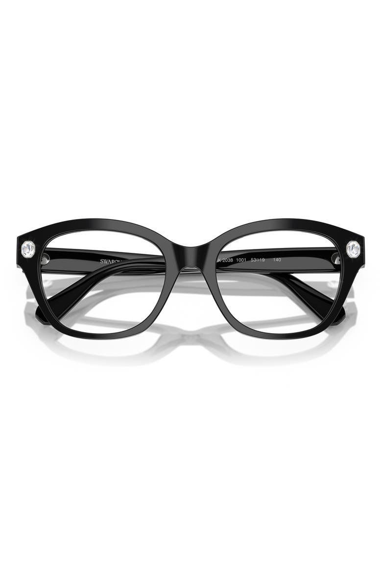 Swarovski 51mm Pillow Optical Glasses, Alternate, color, Black