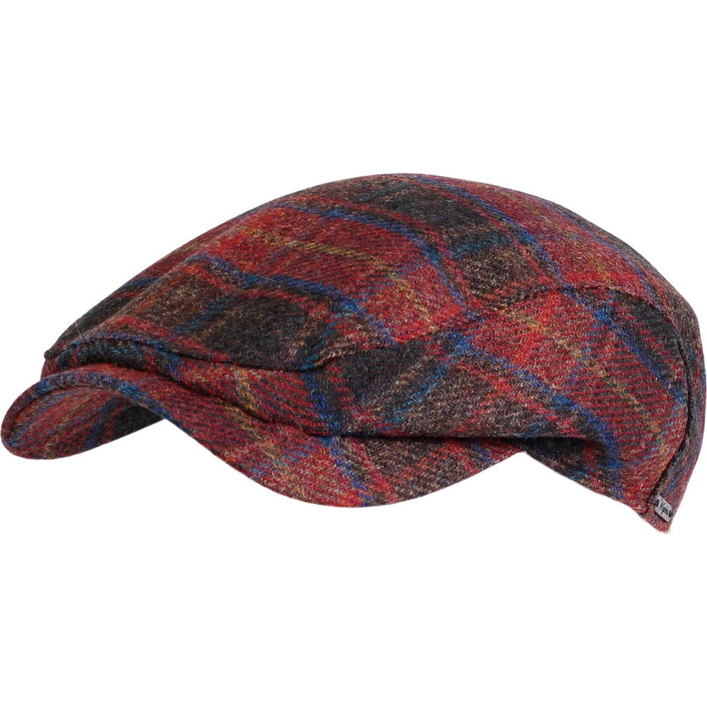 Wigens New Tartan Wool Ivy Contemporary Cap In Bordeaux