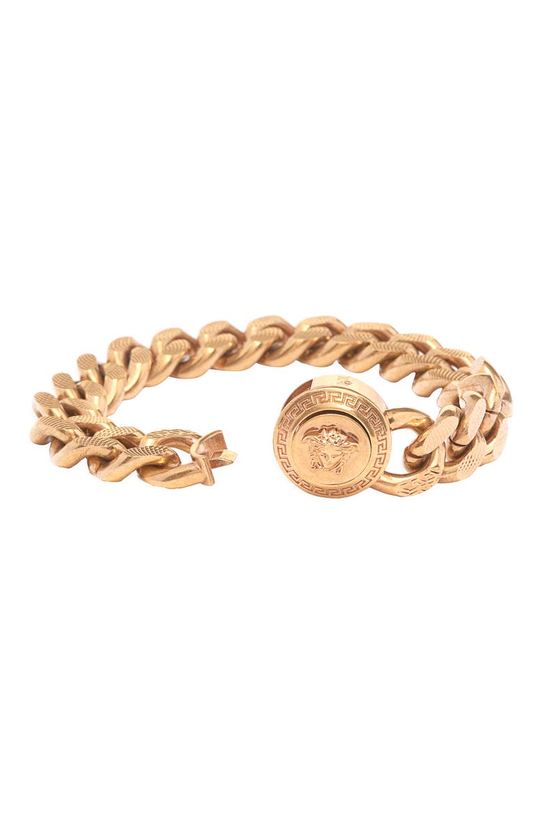 Medusa Chain Bracelet, Alternate, color, GOLD