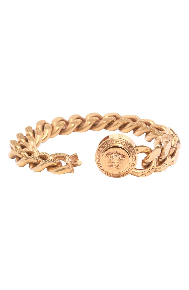 Versace Medusa Chain Bracelet, Alternate, color, Gold