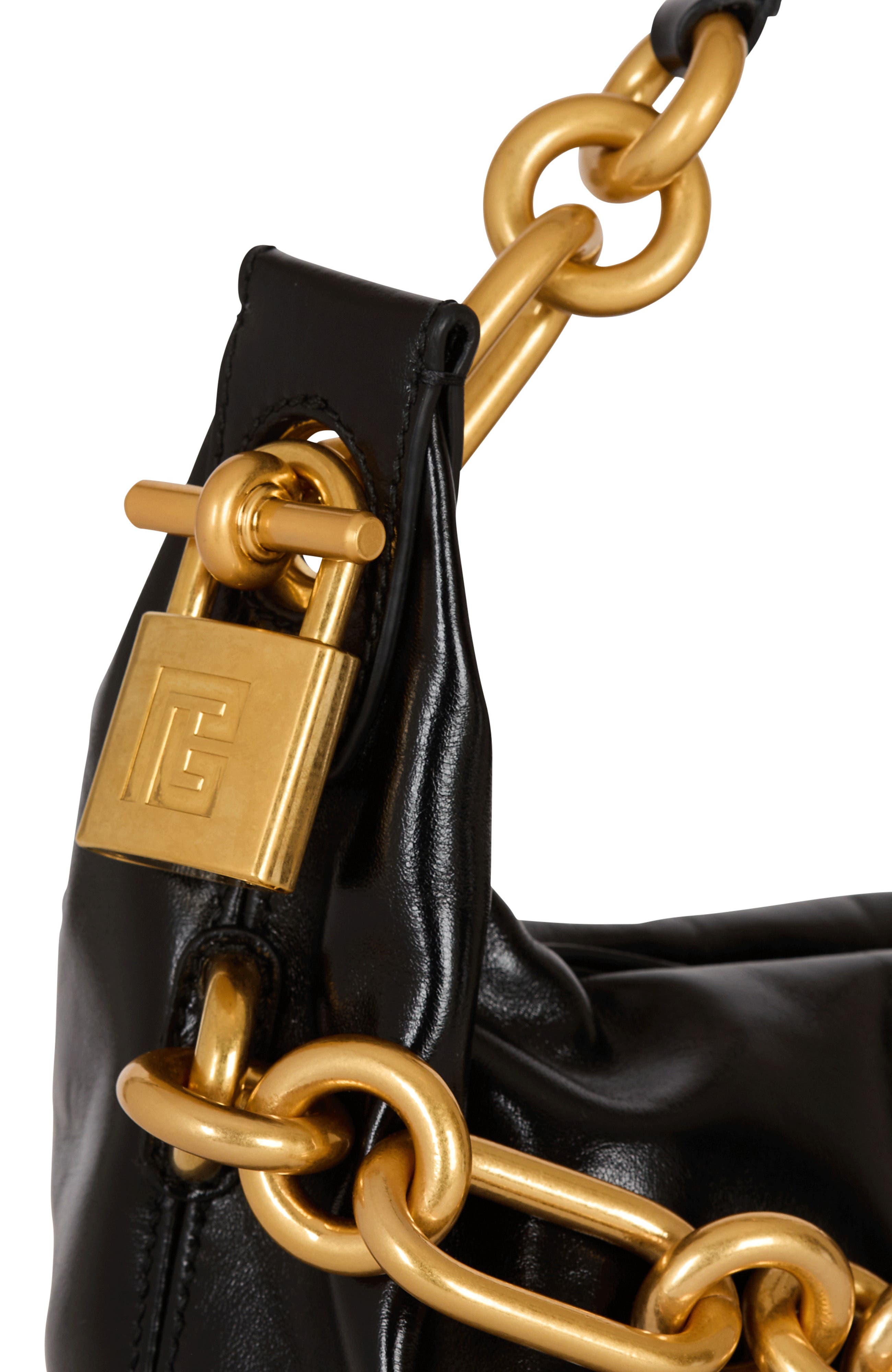 Balmain Medium Sync Bag In Calfskin Leather, Alternate, color, Black