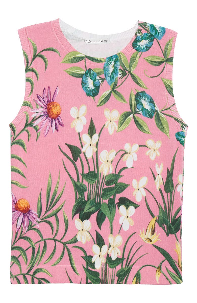 Oscar de la Renta Floral Tapestry Cotton Blend Tank, Alternate, color, 