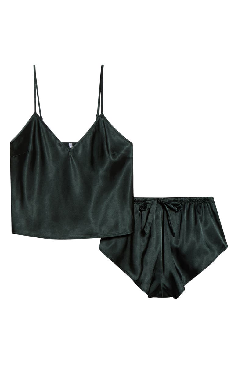KILO BRAVA Satin Short Pajamas, Alternate, color, Forest Green