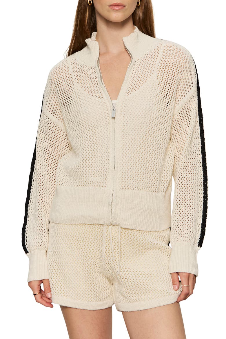 Open Stitch Track Jacket, Main, color, COLLAGEN WHITE/ BLACK