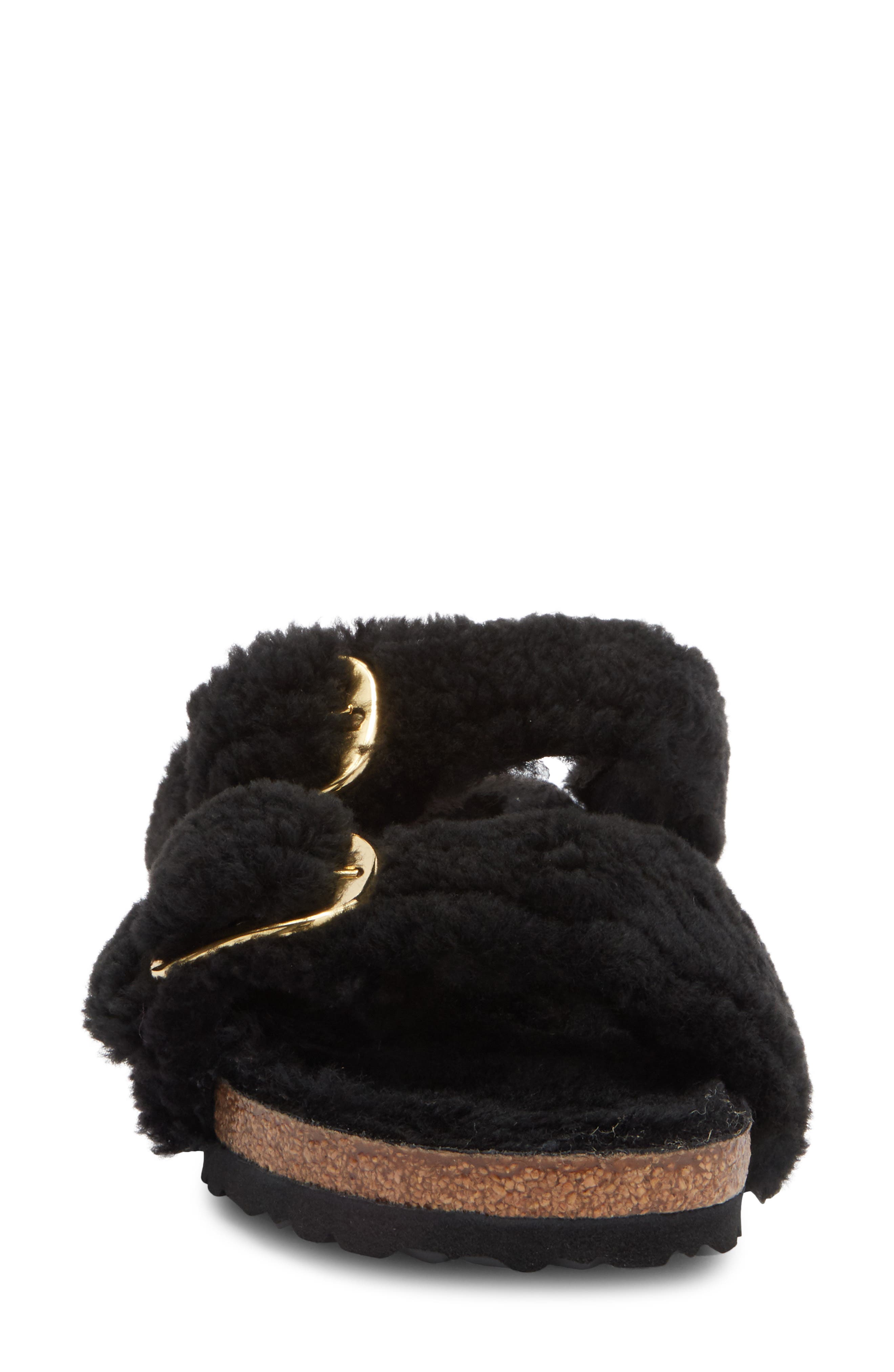 Birkenstock Arizona Big Buckle Teddy Genuine Shearling Sandal - Discontinued, Alternate, color, Black