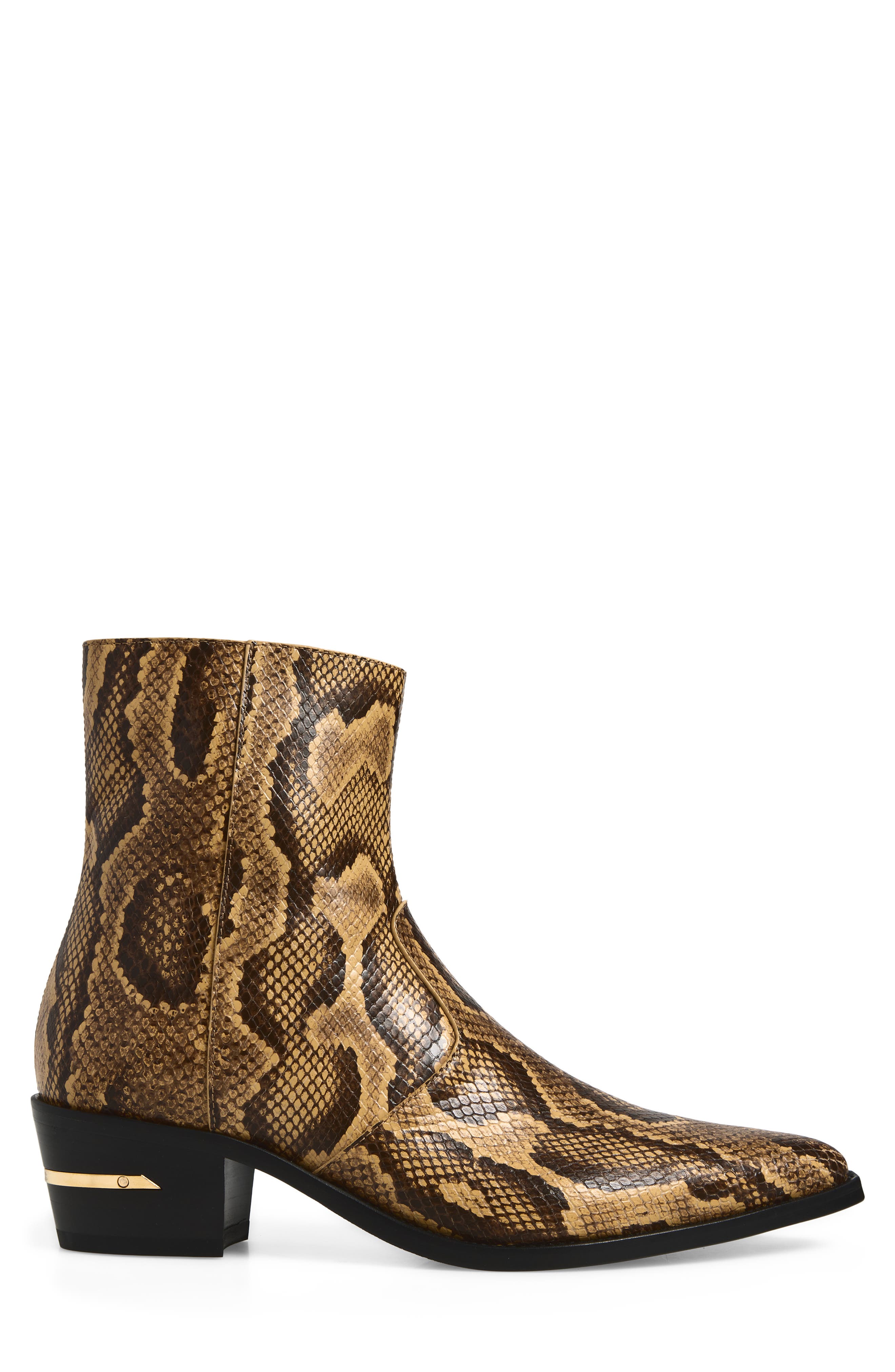 Ryder Python Embossed Pointed Toe Boot, Alternate, color, BROWN