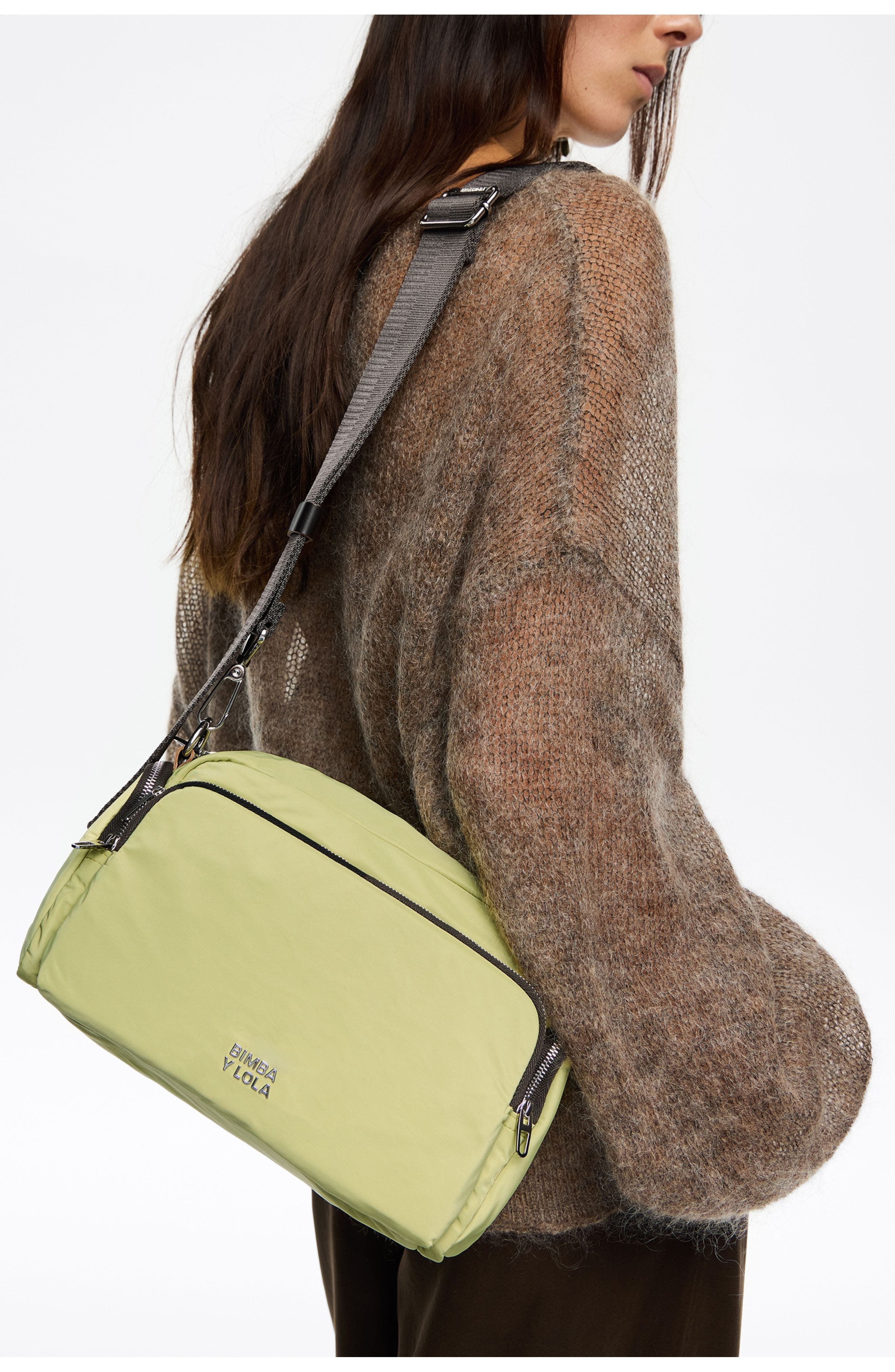 Bimba y Lola Medium Nylon Pocket Crossbody Bag, Alternate, color, Pale Lime