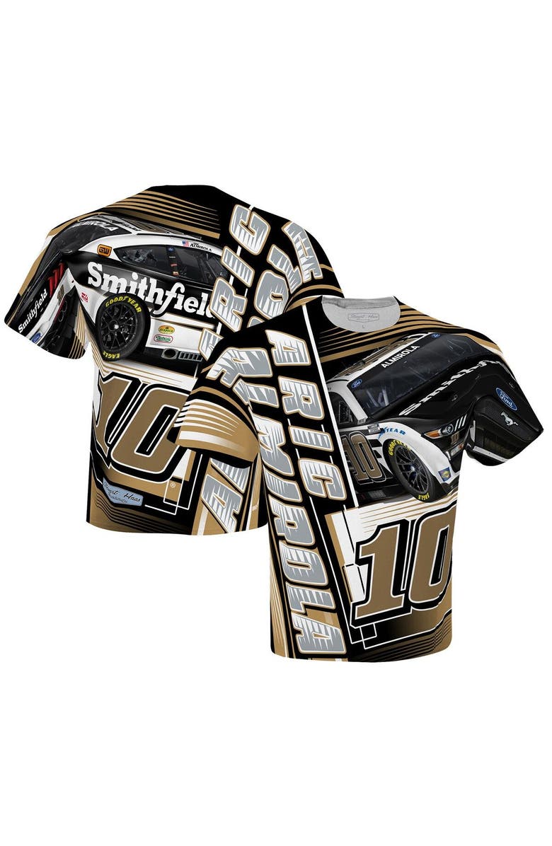 STEWART-HAAS RACING Men's Stewart-Haas Racing Team Collection White Aric Almirola Smithfield Sublimated Dynamic Total Print T-Shirt, Main, color, White