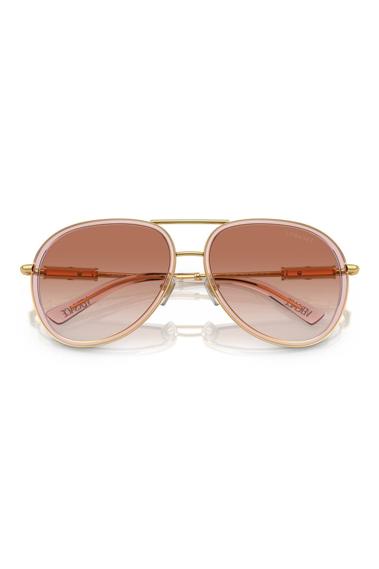 60mm Pilot Sunglasses, Alternate, color, PINK GRAD