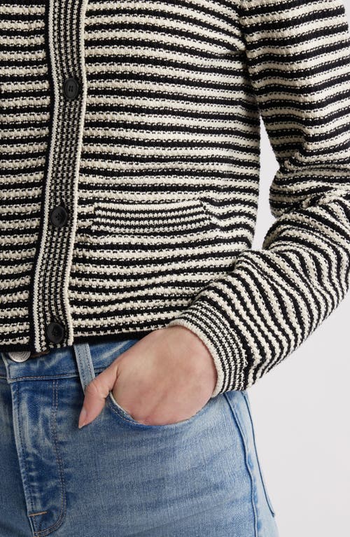 Frame Womens Black Multi The Court Striped Cotton-blend Cardigan In Multi