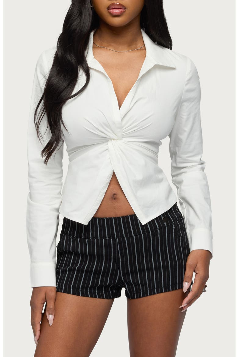 Jovie Twist Front Lace-Up Back Top, Main, color, WHITE