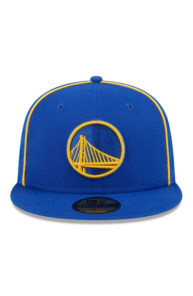 New Era Men's New Era Royal Golden State Warriors Piped & Flocked 59Fifty Fitted Hat, Alternate, color, Royal