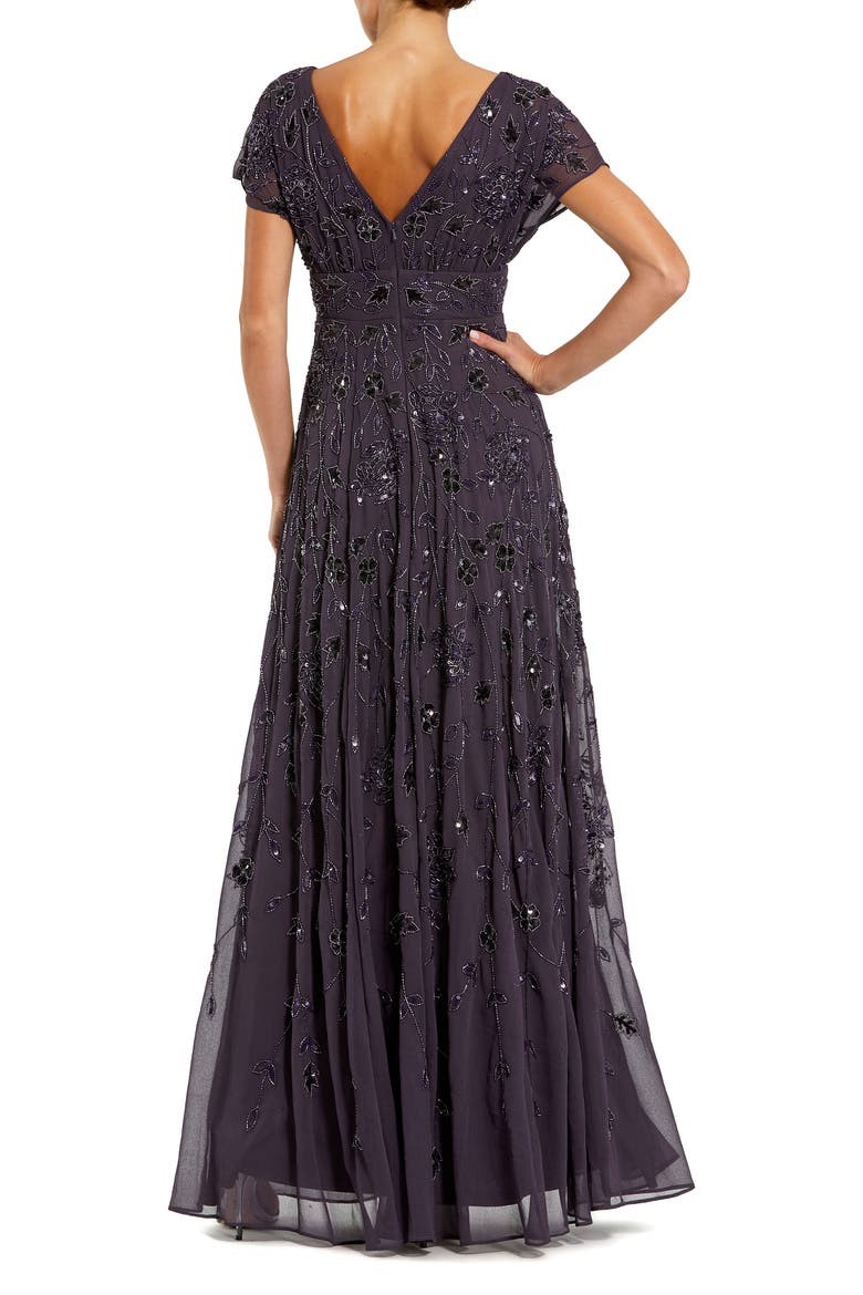 Embellished Georgette A-Line Gown, Alternate, color, Blackberry