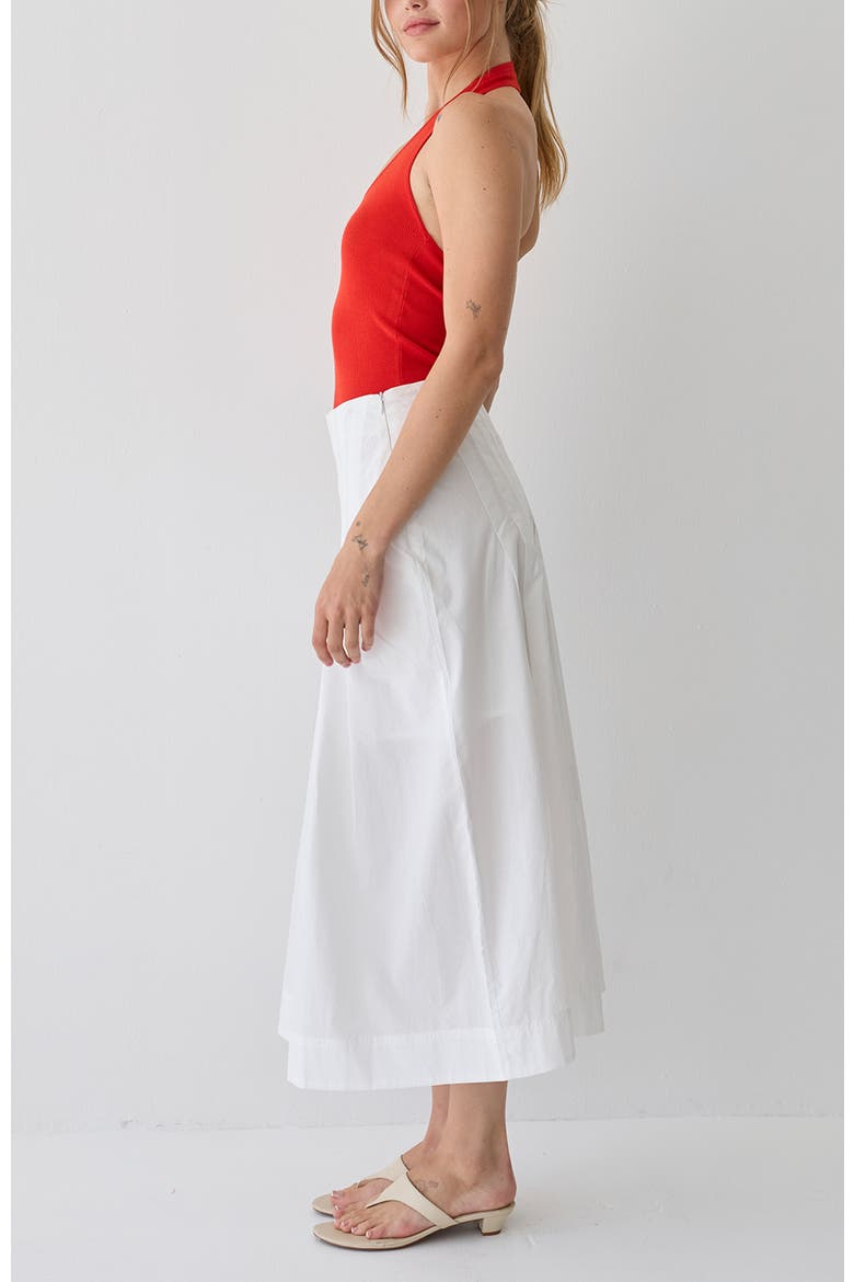 Poplin Box Pleated Midi Skirt, Alternate, color, White
