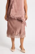 Renee C Lace Hem Satin Midi Skirt