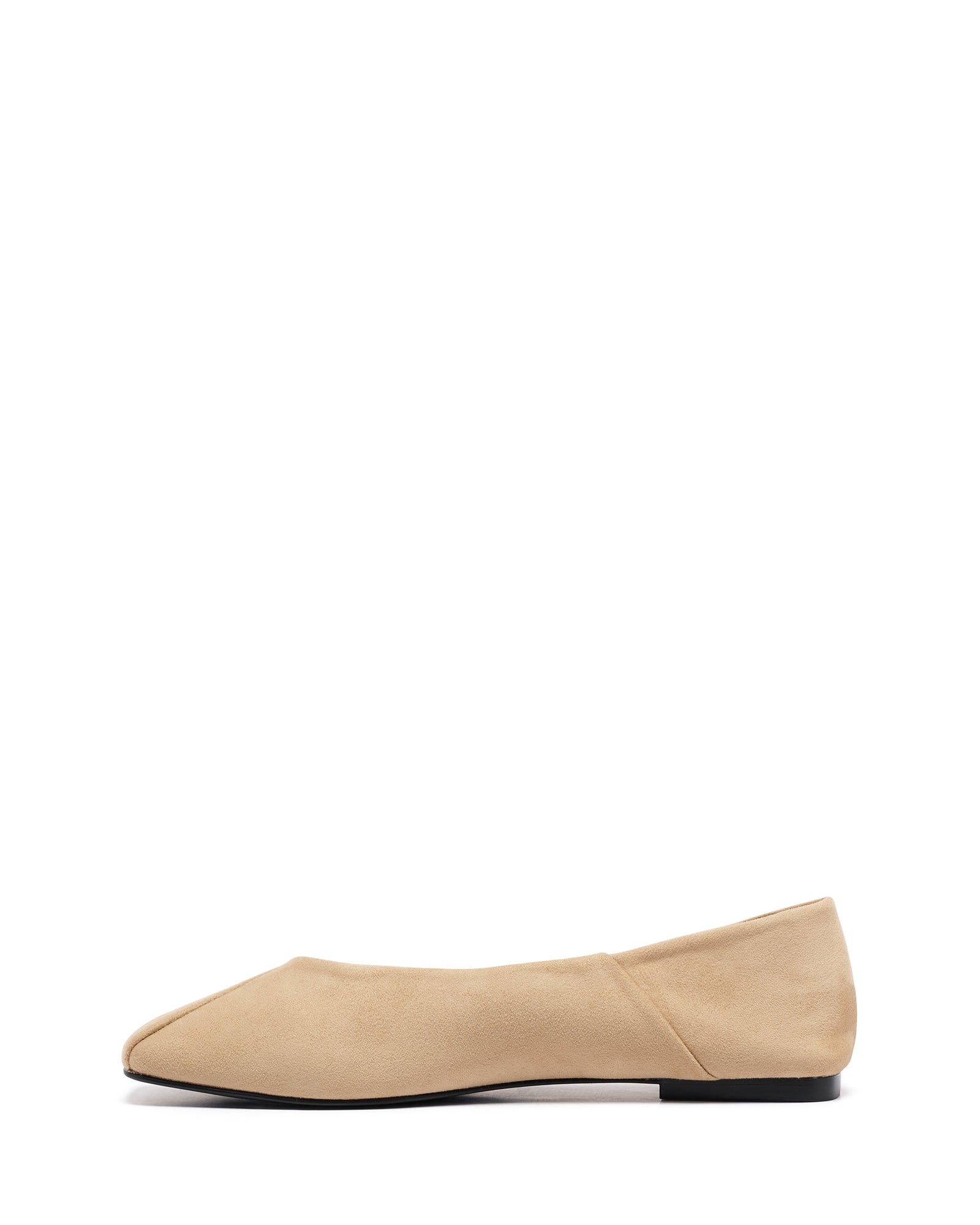 Gaia Square Toe Flats, Alternate, color, CASHEW FAUX SUEDE