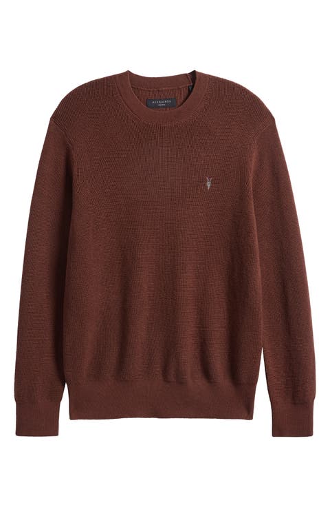 Oversize Cotton & Wool Waffle Crewneck Sweater