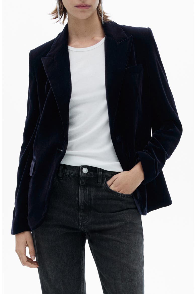 Structured Velvet Blazer, Main, color, DARK BLUE