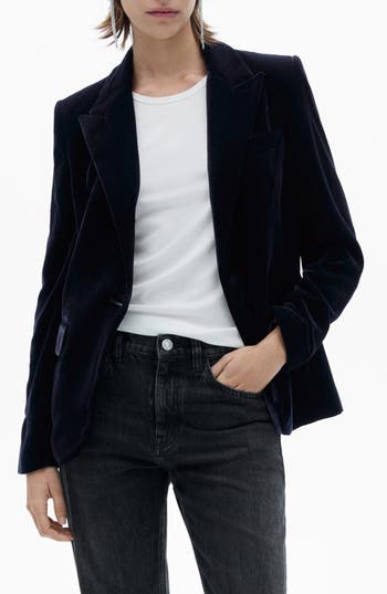 Mango Structured Velvet Blazer