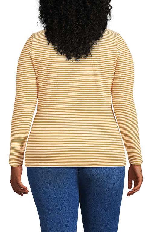Lands' End Plus Size Long Sleeve Micro Rib T-shirt In Yellow