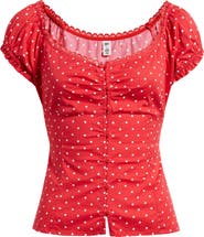 BP. Lace Trim Stretch Cotton Button-Up Top