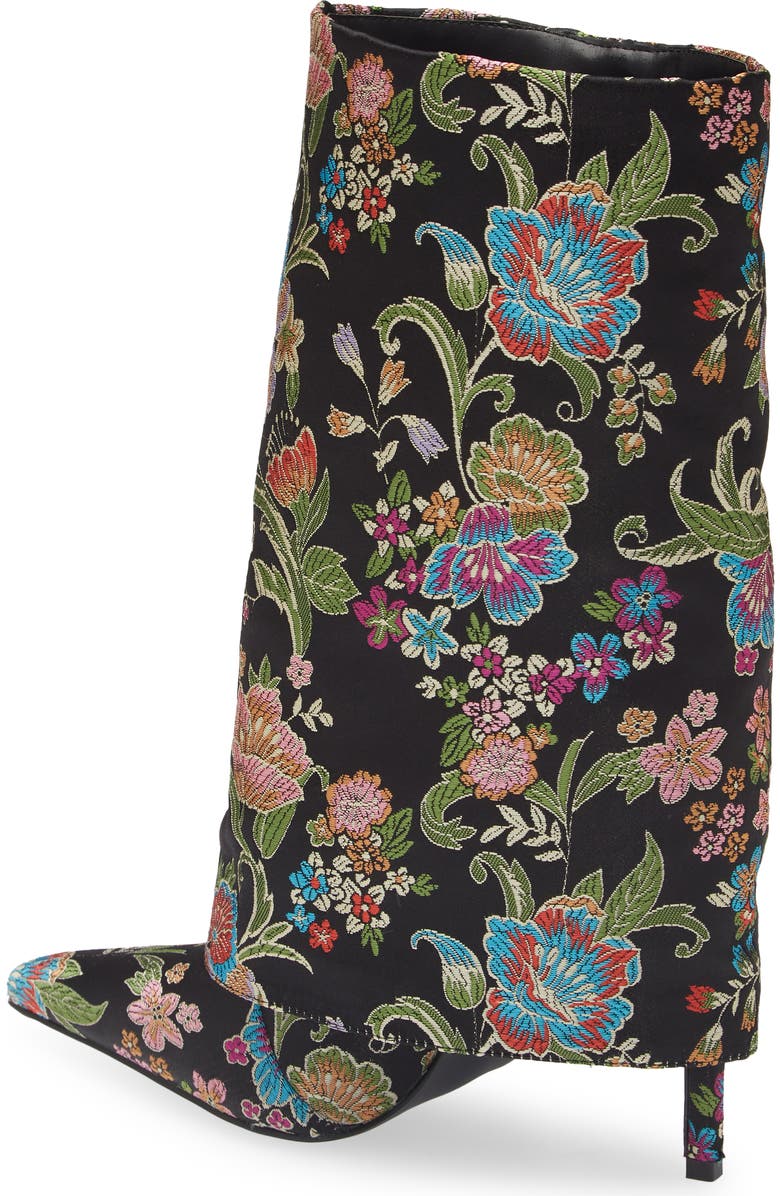 AZALEA WANG Tilley Floral Jacquard Pointed Toe Bootie, Alternate, color, Black