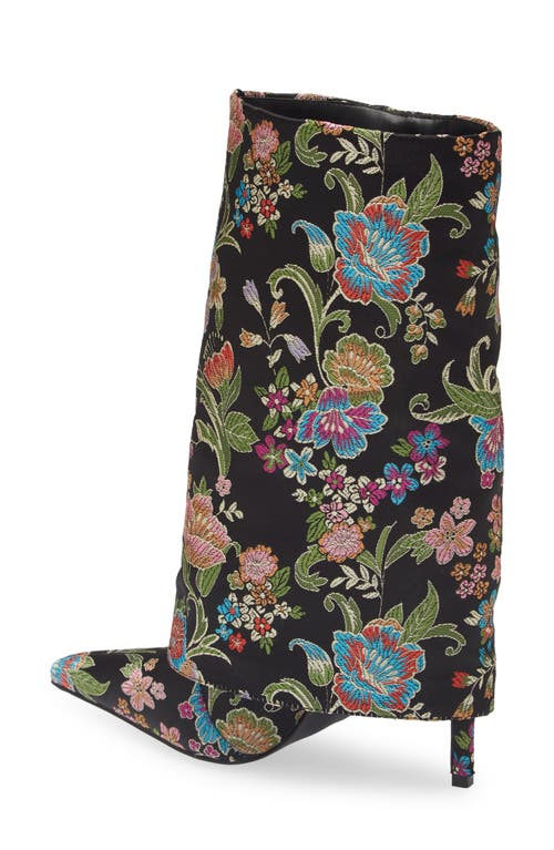 Azalea Wang Tilley Floral Jacquard Pointed Toe Bootie In Black