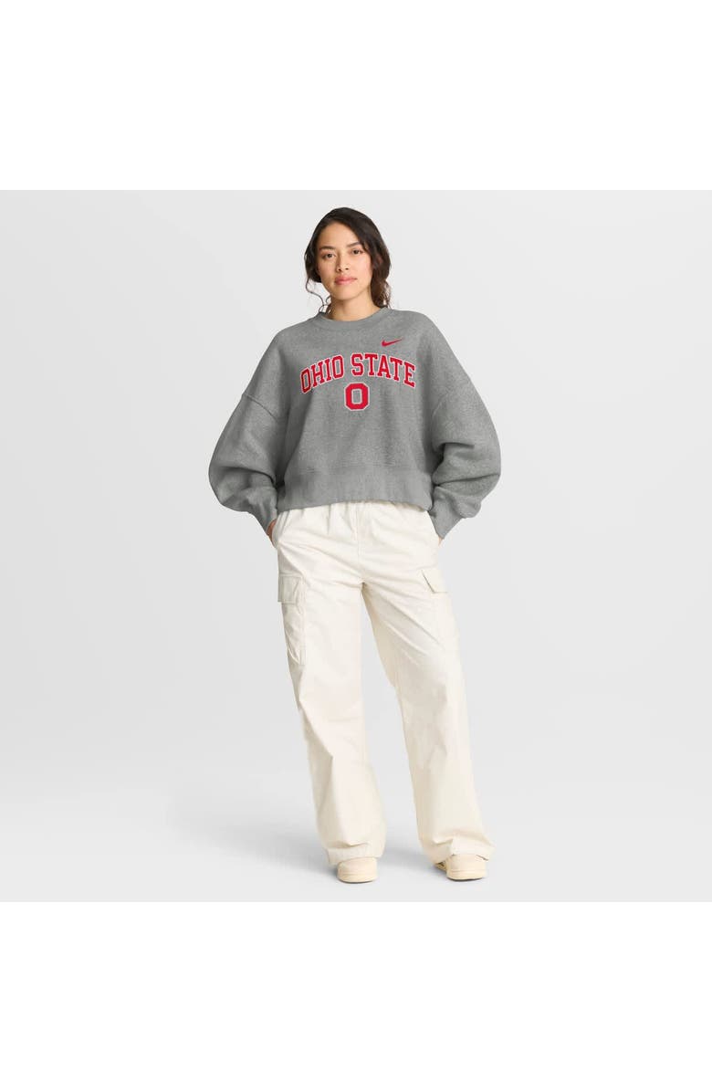Nike Women's Nike Heather Gray Ohio State Buckeyes Oversized Phoenix Arch Pullover Sweatshirt, Alternate, color, Heather Gray