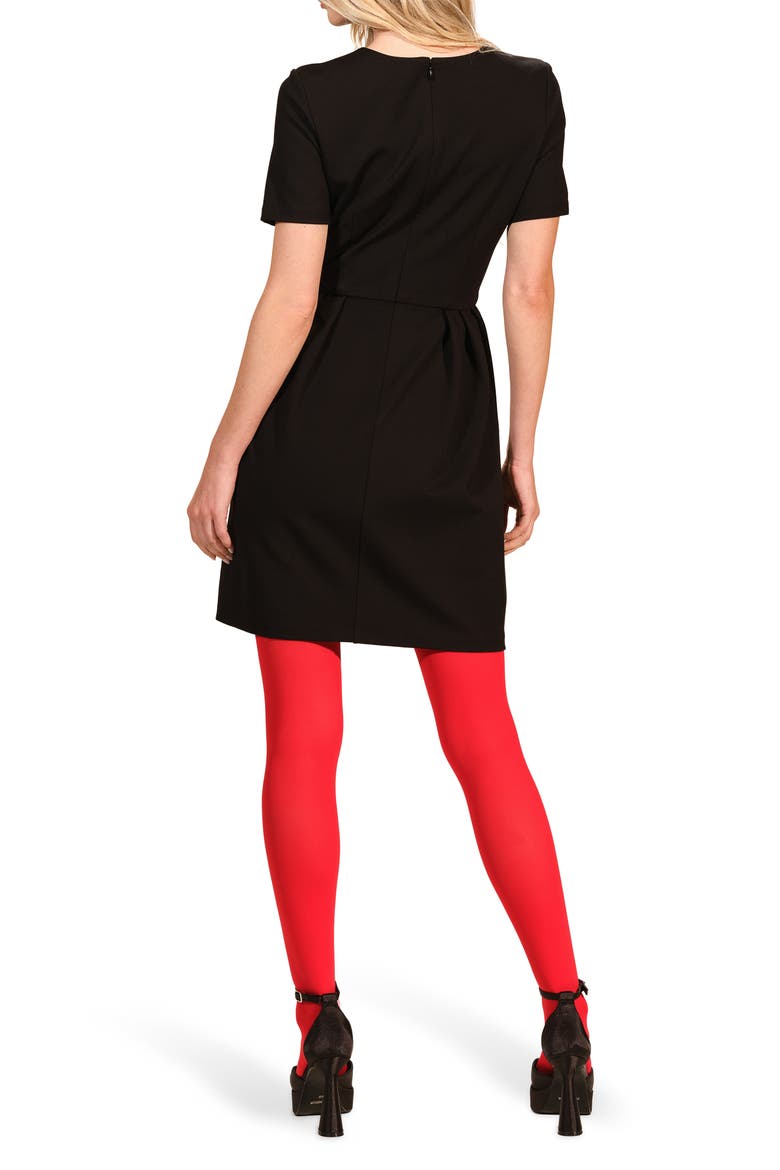 Rhinestone Star Ponte Minidress, Alternate, color, BLACK