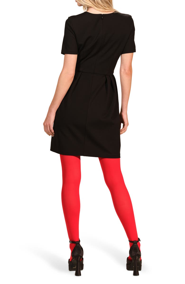 Isaac Mizrahi New York Rhinestone Star Ponte Minidress, Alternate, color, Black