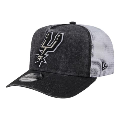 Men's New Era  Black/White San Antonio Spurs Washed Meshback 9FIFTY Adjustable Hat