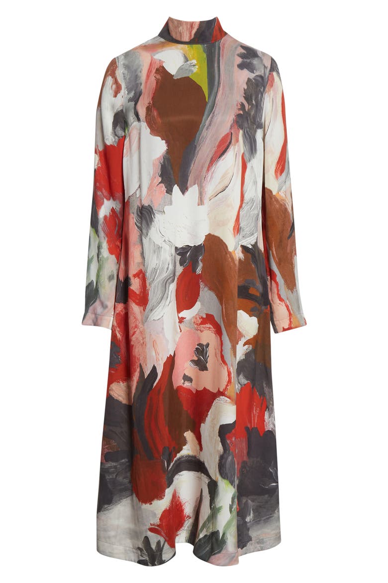 Paint Print Long Sleeve Dress, Alternate, color, MY GARDEN