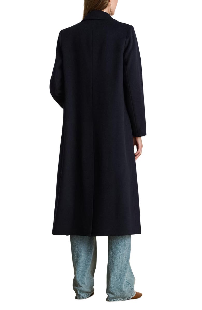 Lauren Ralph Lauren Double Breasted Wool Blend Reefer Coat, Alternate, color, Regal Navy