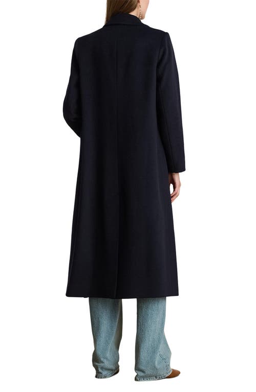 Ralph Lauren Lauren  Double Breasted Wool Blend Reefer Coat In Brown