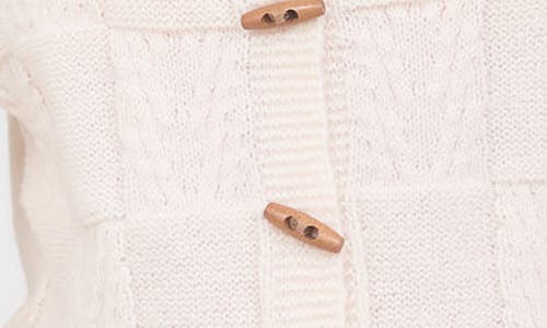 Blu Pepper Textured Oblong Button Cardigan In Neutral