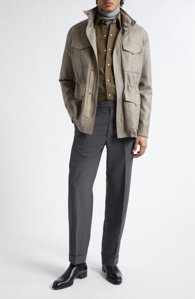 J. Mueser Water Resistant Virgin Wool, Silk & Linen Field Jacket, Alternate, color, Taupe