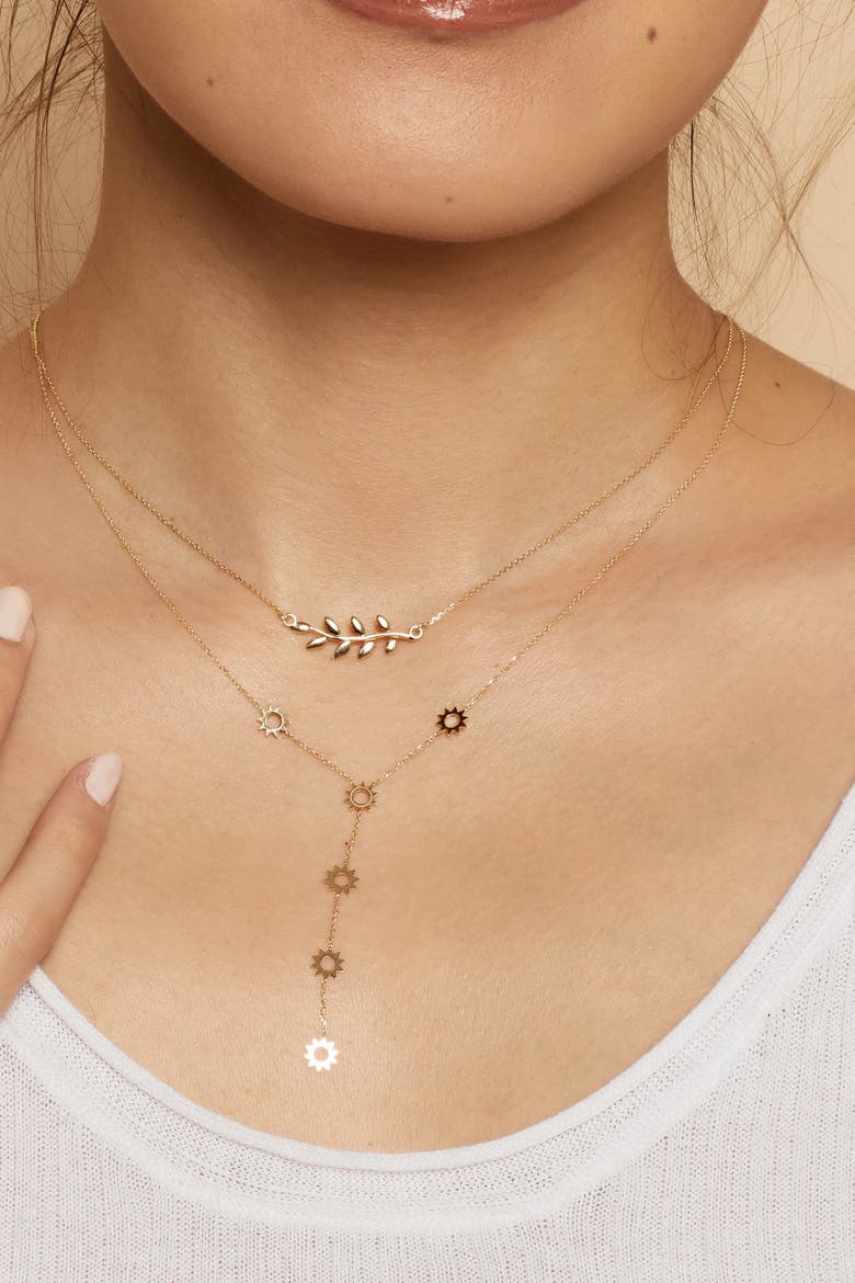 14K Yellow Gold Peace and Love Necklace, Alternate, color, Yellow Gold