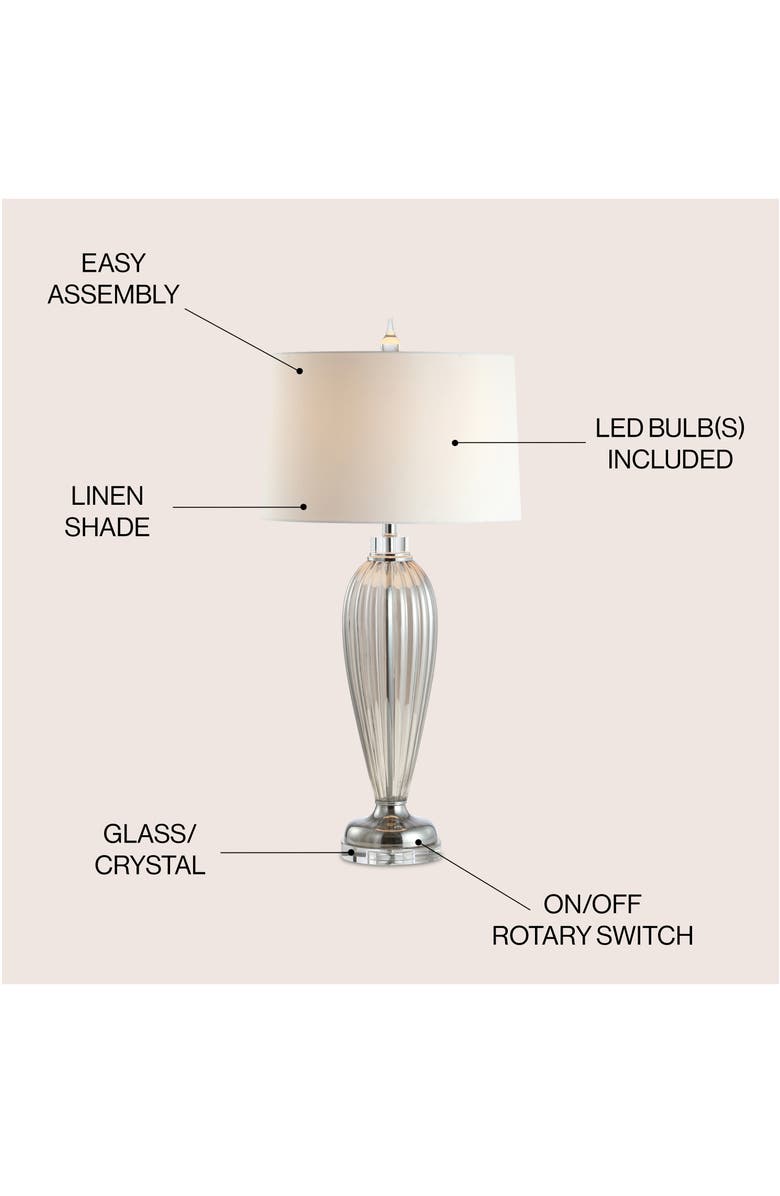 JONATHAN Y Julian 33.5" Glass/Crystal LED Table Lamp, Smoked Grey, Alternate, color, Smoked Gray