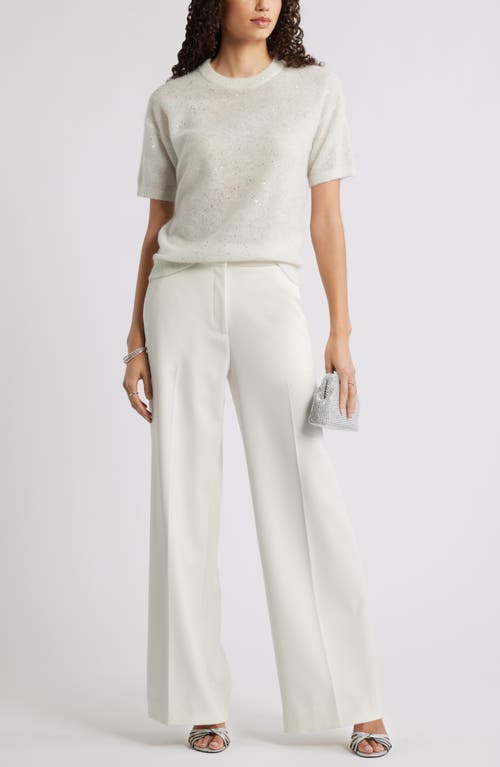 Nordstrom Short Sleeve Sequin Sweater In Neutral