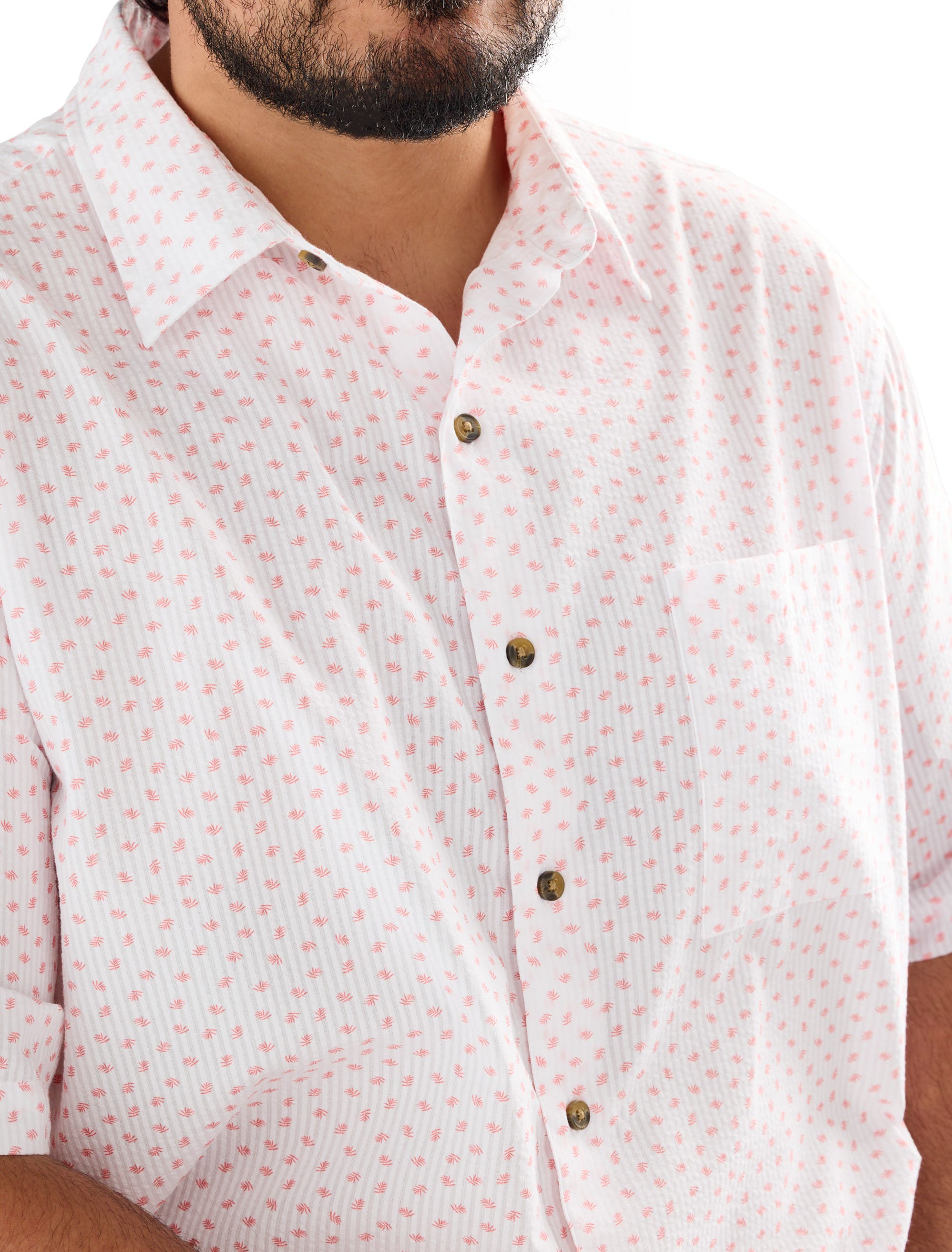 Big & Tall Micro Leaf Seersucker Sport Shirt - image 2