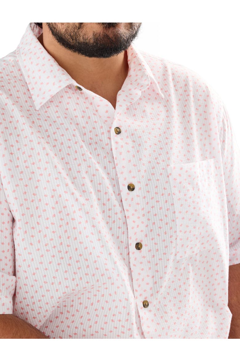 Big & Tall Micro Leaf Seersucker Sport Shirt, Alternate, color, WHITE