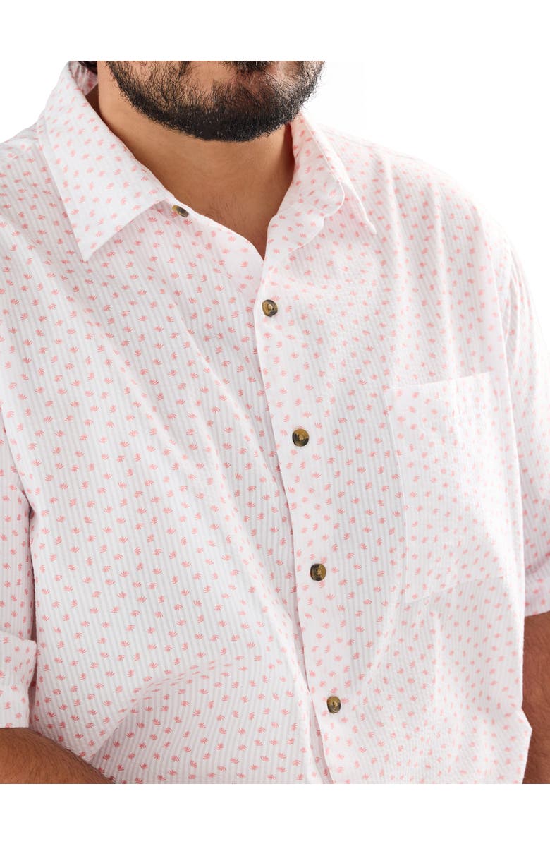 Oak Hill by DXL Big & Tall Micro Leaf Seersucker Sport Shirt, Alternate, color, White