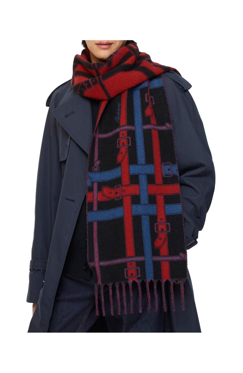 Burberry Belt Check Cashmere Scarf, Alternate, color, Pilot Blue