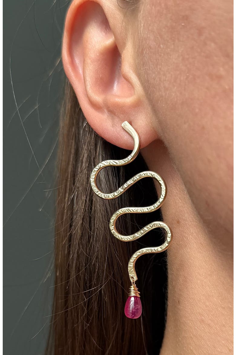 Serpent Ruby Earrings, Alternate, color, 14K Gold Filled