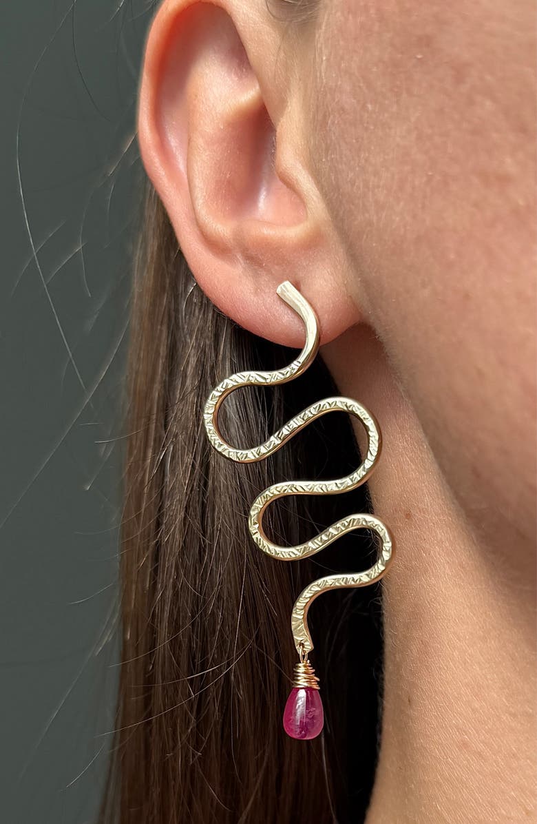 ALBISIA Serpent Ruby Earrings, Alternate, color, 14K Gold Filled