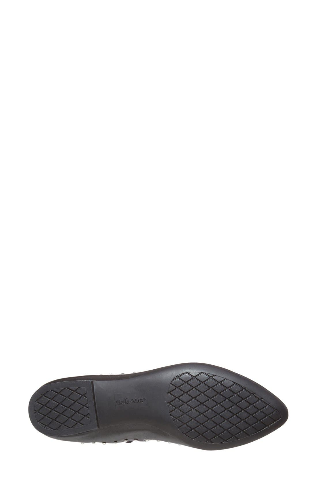 'Ollie' Studded Lace Up Flat, Alternate, color, BLACK