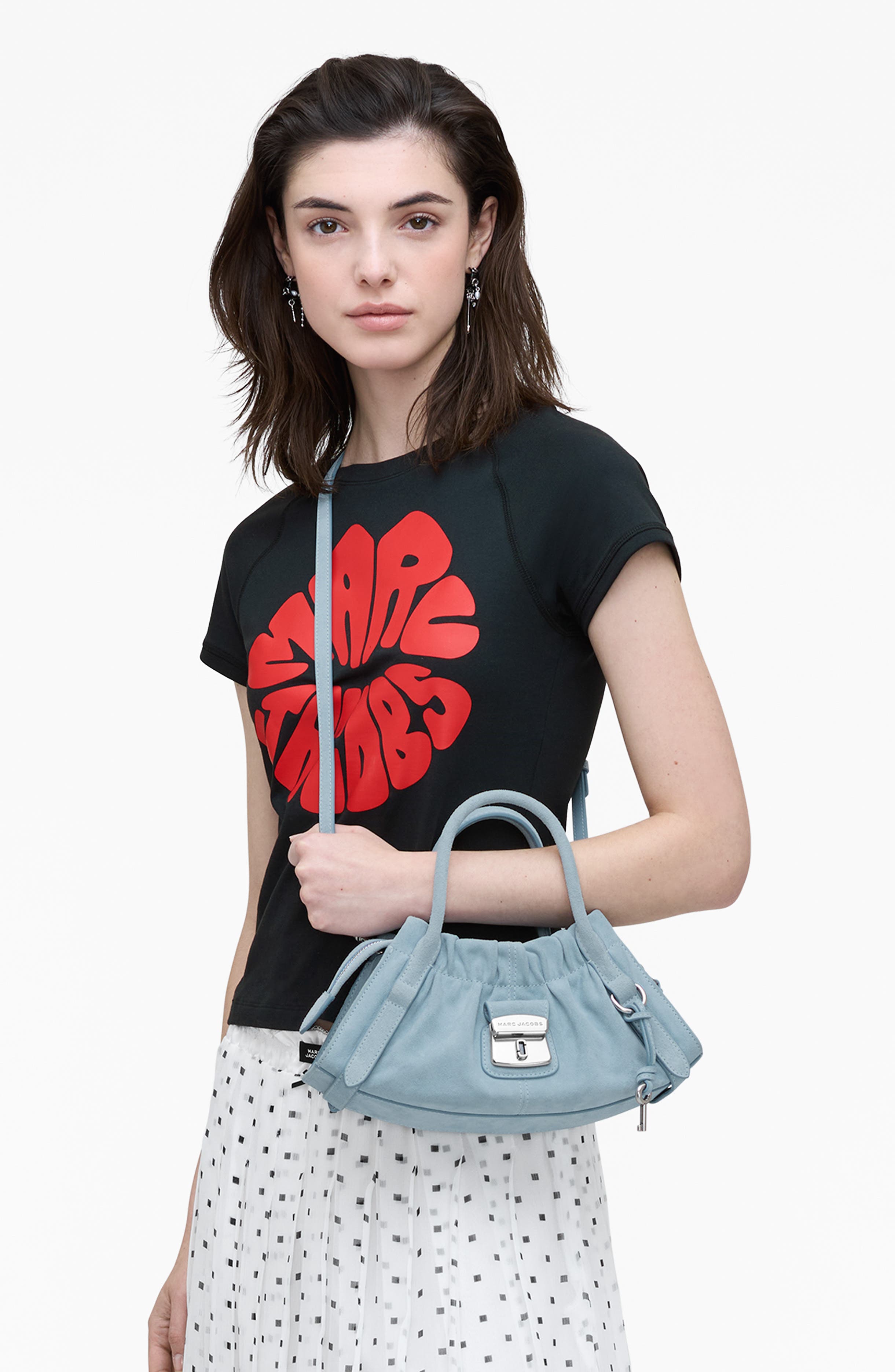 Marc Jacobs The Small Suede Satchel, Alternate, color, Blue Mist